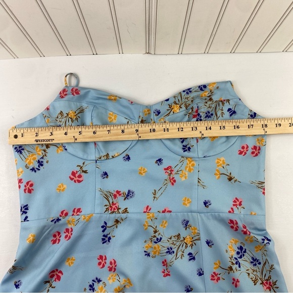 Cider‎ Spaghetti Strap Blue Floral Pattern High Slit Midi Dress Sz XL - Picture 7 of 13